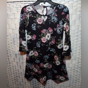 Sequin Hearts Girls Dress Black Size 14 Floral